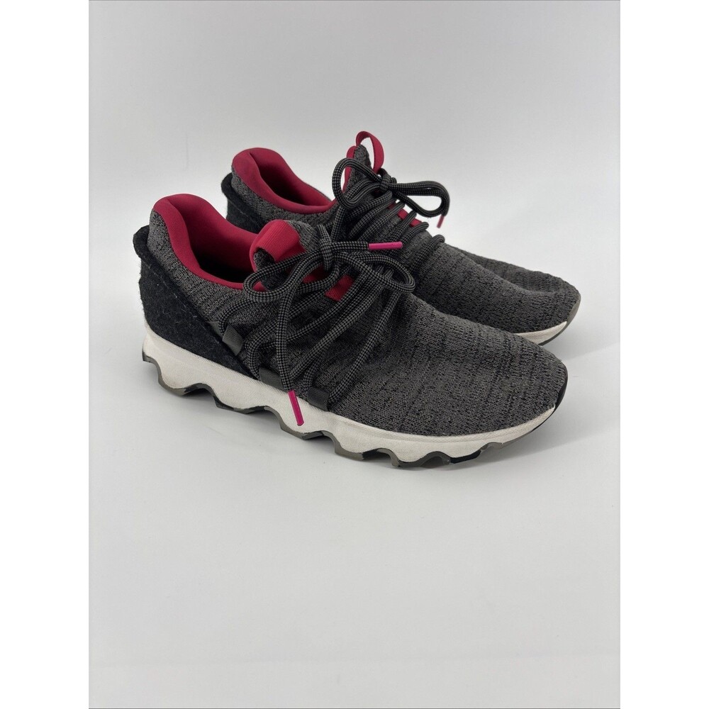 Sorel Kinetic Impact Sneakers Women's 9 Gray Pink  Knit Lace Up Shoes